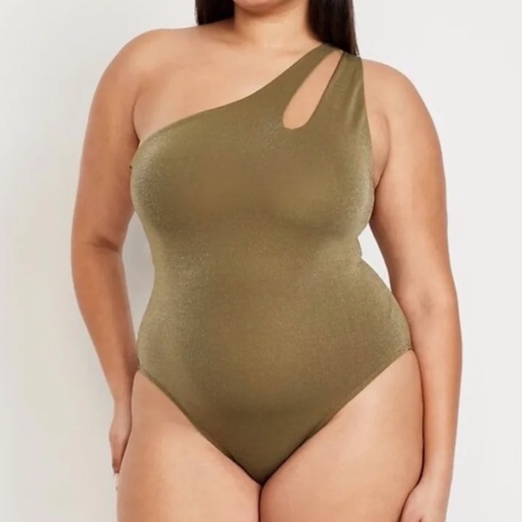 Old Navy Other - NWT Old Navy Gold One Shoulder Shine Swimsuit Women's Size Large